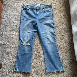 PAIGE Rory Crop Flare Jeans with Distressed Details